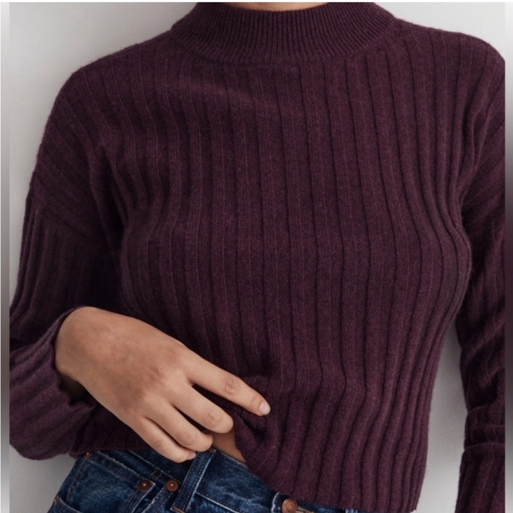 Madewell Wool Mock Neck Sweater Plum